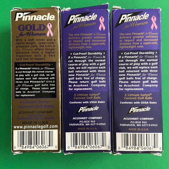 Pinnacle Women's Golf Balls w/Pink Ribbon ~ 3 Packs x 3 Balls/pk = 9 Balls ~ NEW - Picture 2 of 2
